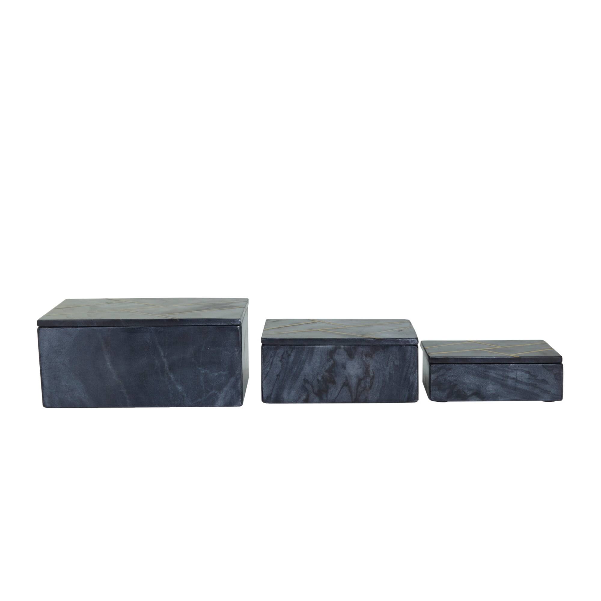 Black Marble Modern Boxes, 3ct.
